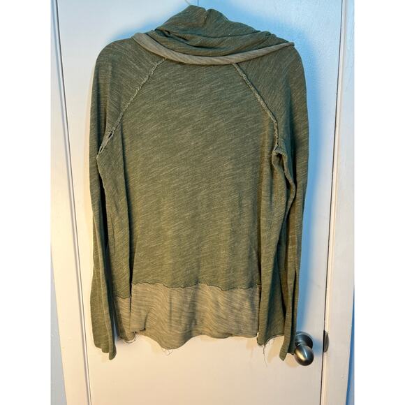 Free People FP Beach Large Green Grunge Raw Seams Boho Distressed - Picture 6 of 9